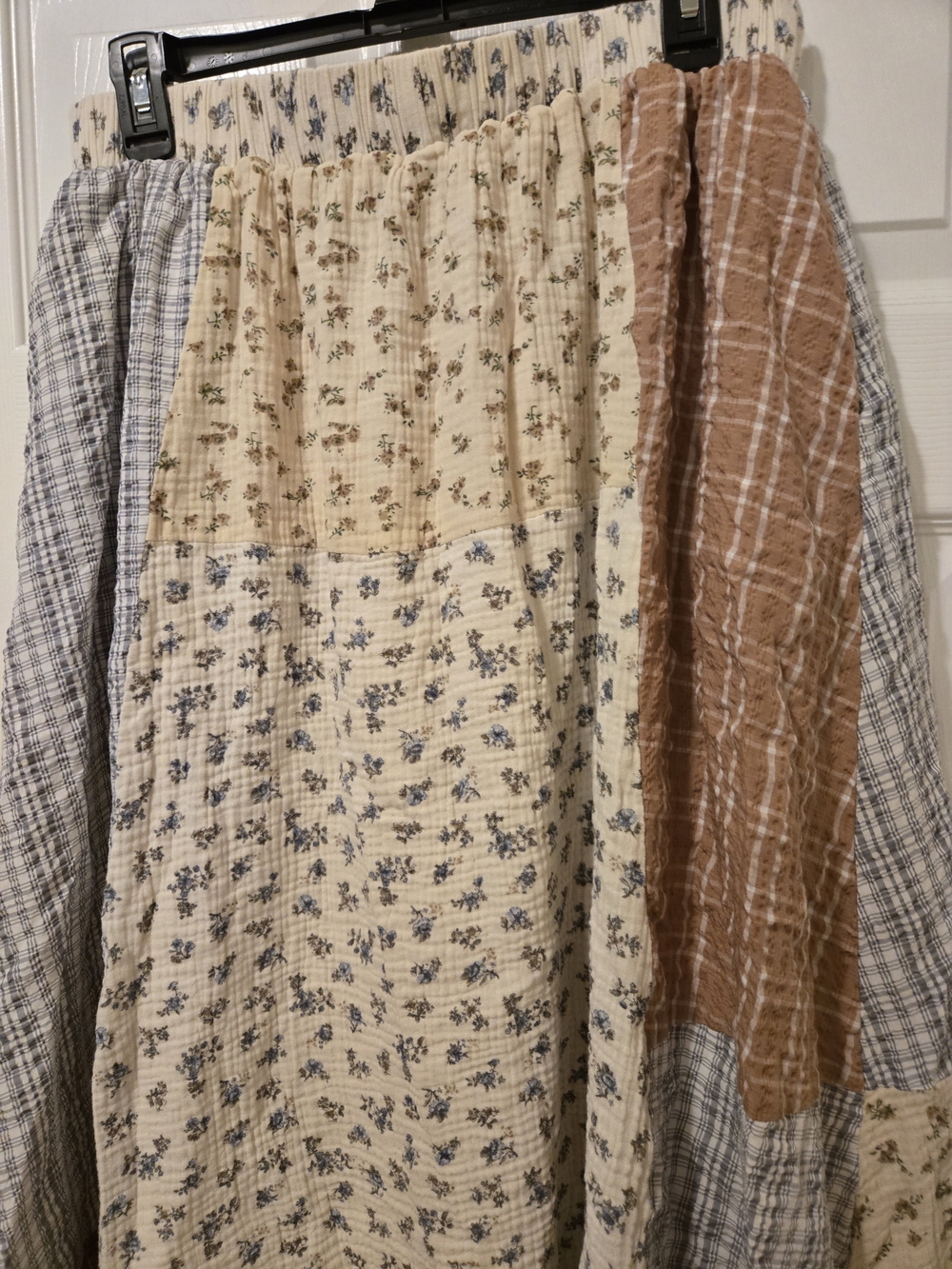 Polagram Patchwork Maxi Skirt in Cream, Brown and Blue - Picture 6 of 7